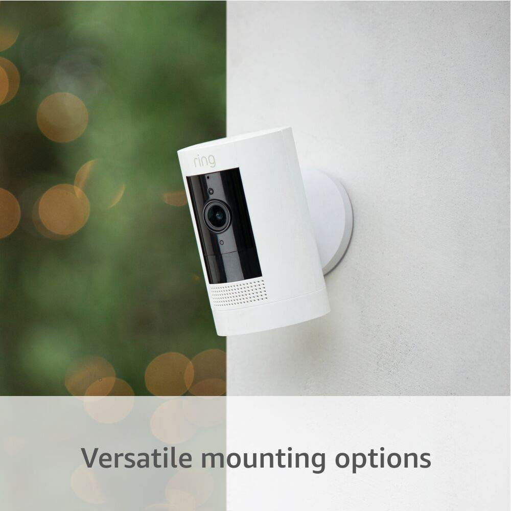 Outdoor Cam (Stick up Cam) | Weather-Resistant Outdoor Camera, Live View, Color Night Vision, Two-Way Talk, Motion Alerts, Works with Alexa | White