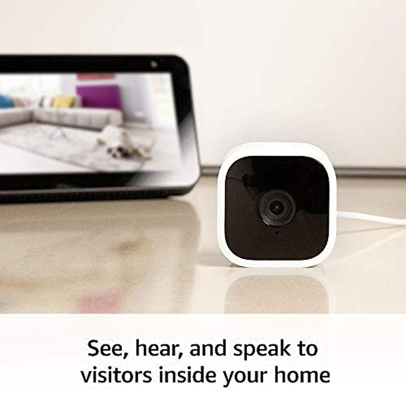 Mini - Compact Indoor Plug-In Smart Security Camera, 1080P HD Video, Night Vision, Motion Detection, Two-Way Audio, Easy Set Up, Works with Alexa – 1 Camera (White)