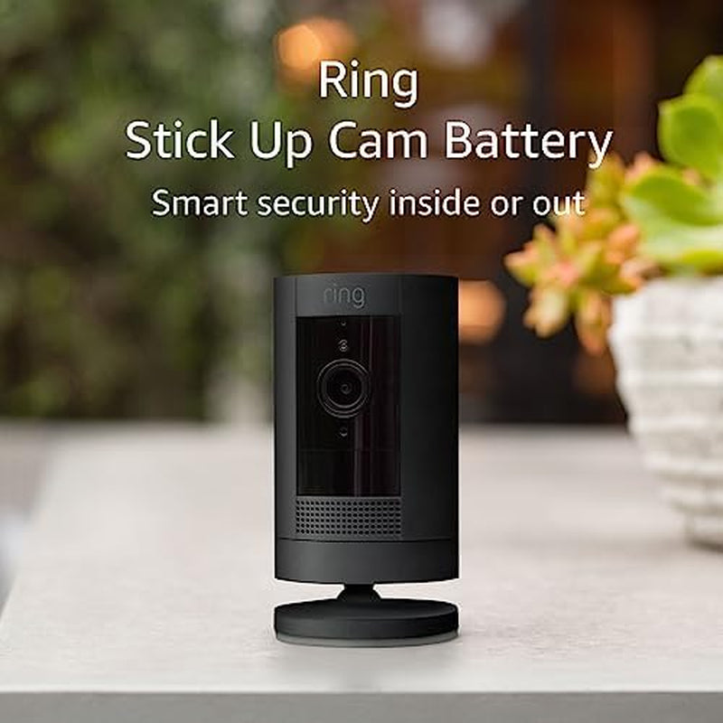 Stick up Cam Battery | Weather-Resistant Outdoor Camera, Live View, Color Night Vision, Two-Way Talk, Motion Alerts, Works with Alexa | Black