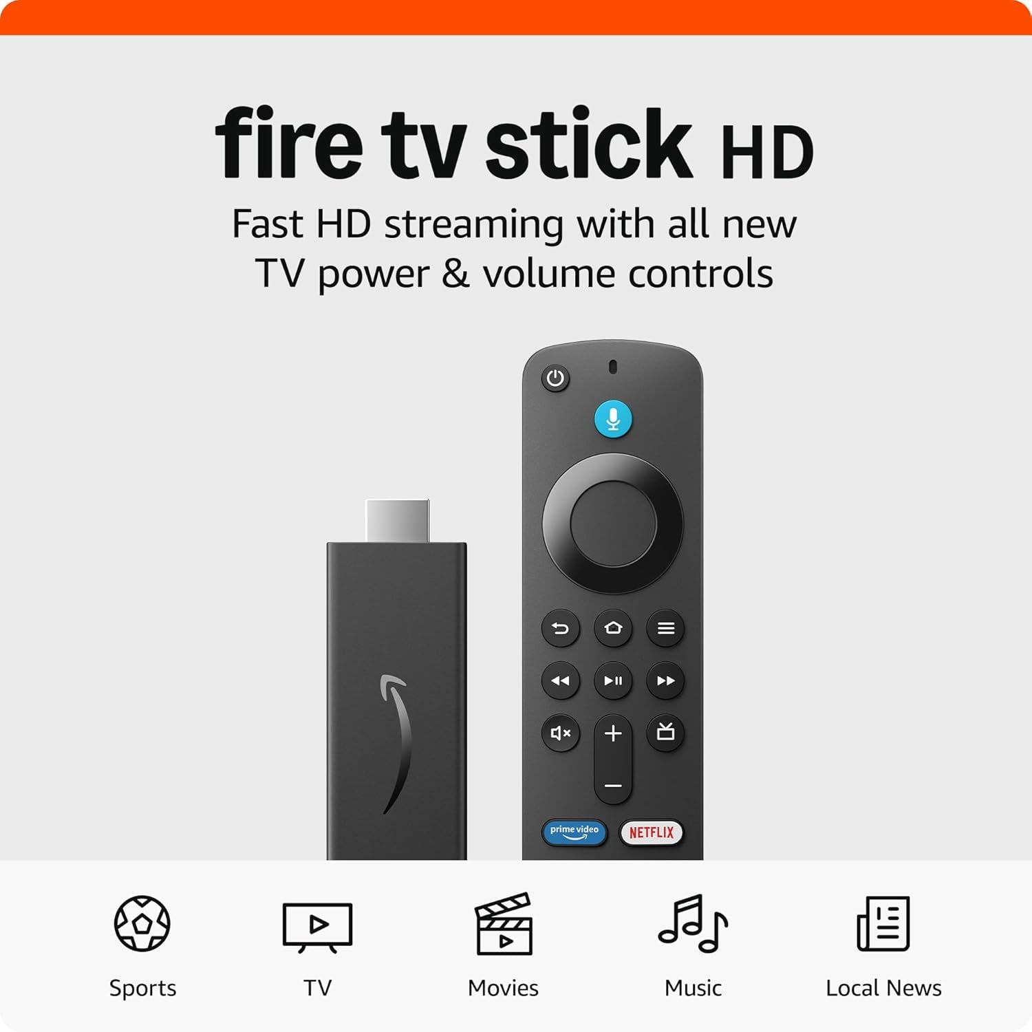 Fire TV Stick HD (Latest Version) with Free Live TV, Alexa Voice Remote, Smart Home Integration, and HD Streaming