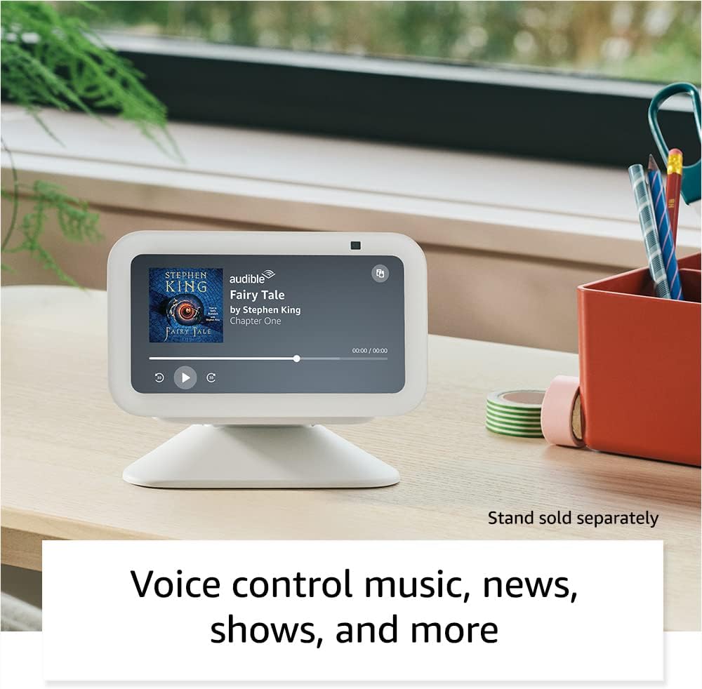 Echo Show 5 (Newest Model), Smart Display with 2X the Bass and Clearer Sound, Glacier White